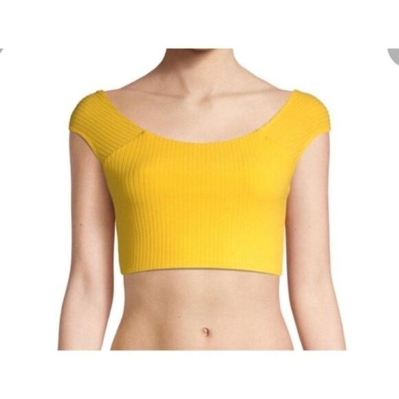 NWD MARA HOFFMAN Naomi yellow crop off shoulder swim top size‎ XL - Picture 1 of 8